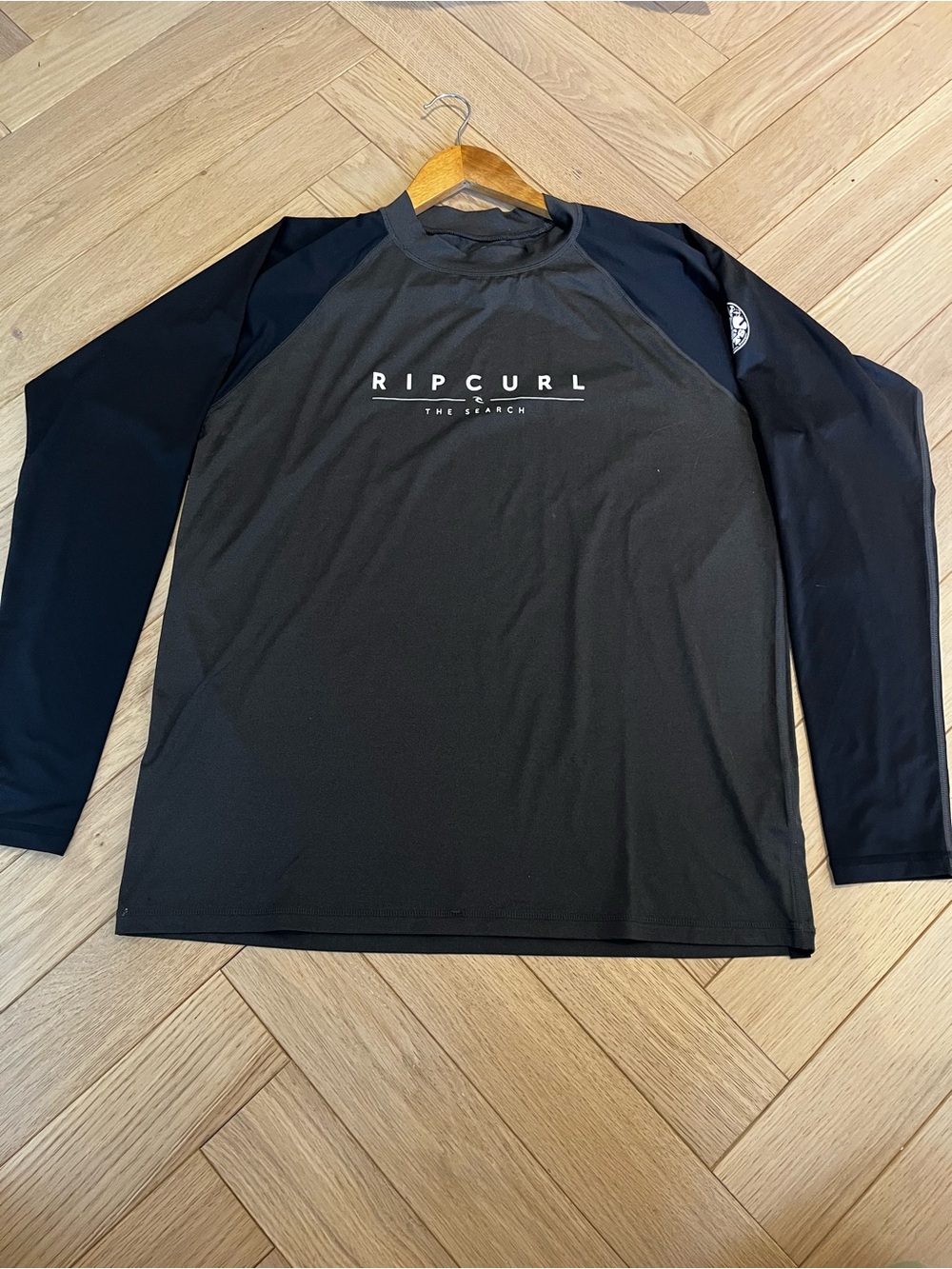 Rip Curl Men’s Black Long Sleeve Rash Guard with White Logo